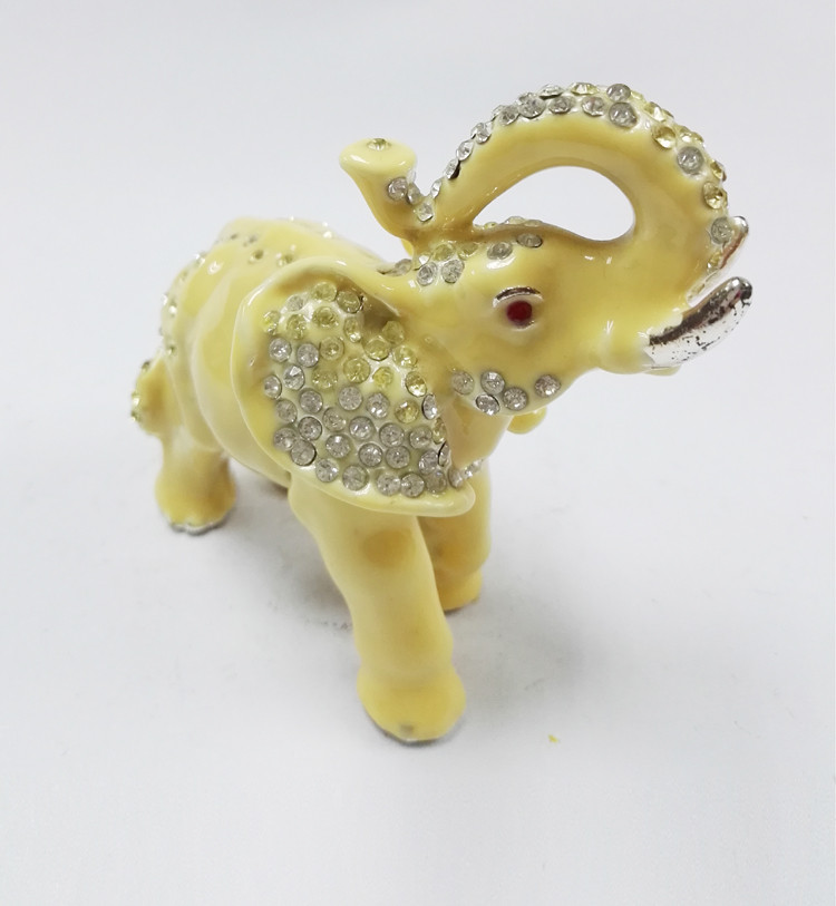 Elephant Metal Crystal Rhinestone Jewelry Box Trinket Boxes