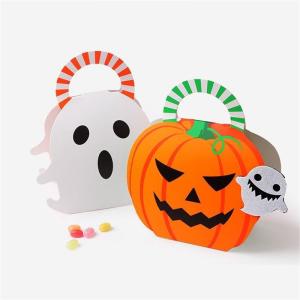 Quality Christmas Halloween Pumpkin Gift Packaging White Paper Candy Boxes For Festival wholesale