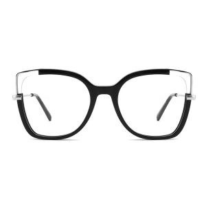Quality Unique Cat Eye Metal And Acetate Glasses Flexible With Clear Lenses wholesale