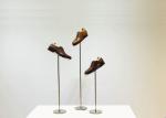 Adjustable Height Black Steel Store Display Props , Metal Retail Shoe Display