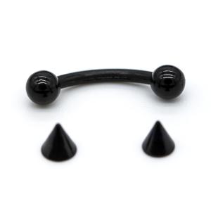 Quality Black Cone Fake Eyebrow Piercing Jewelry Externally Threaded 8mm wholesale