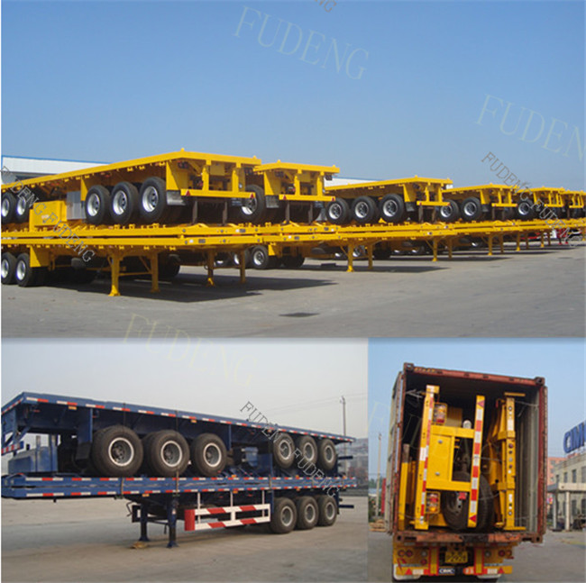 50000 Kilograms Payload Flatbed Cargo Trailer For 20ft / 40ft Container Deliver