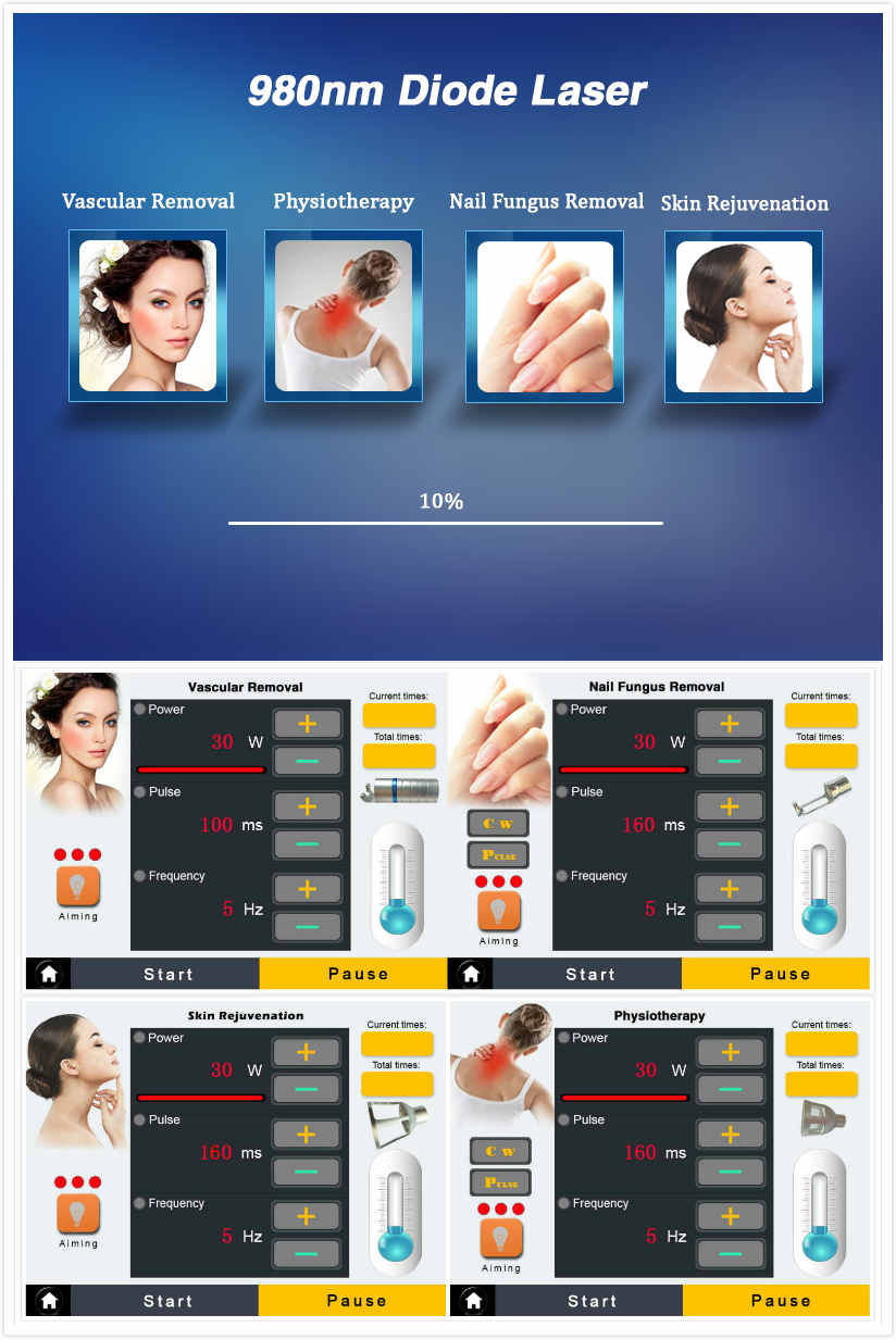 50W 980 Nm Diode Laser Spider Vein Removal Machine For Blood Vessel Treatment Solution