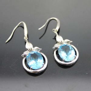 Quality Women Jewelry 925 Silver Blue Topaz Cubic Zirconia Dangle Earrings(PSJ04882) wholesale