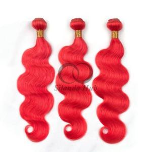 Quality Red Body Wave Remy Human Hair Bundles Sew In Weave Bundles Brazilian Bundle Deals wholesale