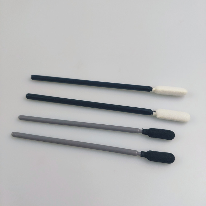 Black Round Sponge Head Foam Cleaning Swabs With Grey Handle