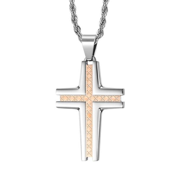 Special Design Cross Pendant Necklace for Men's Stainless Steel Christian