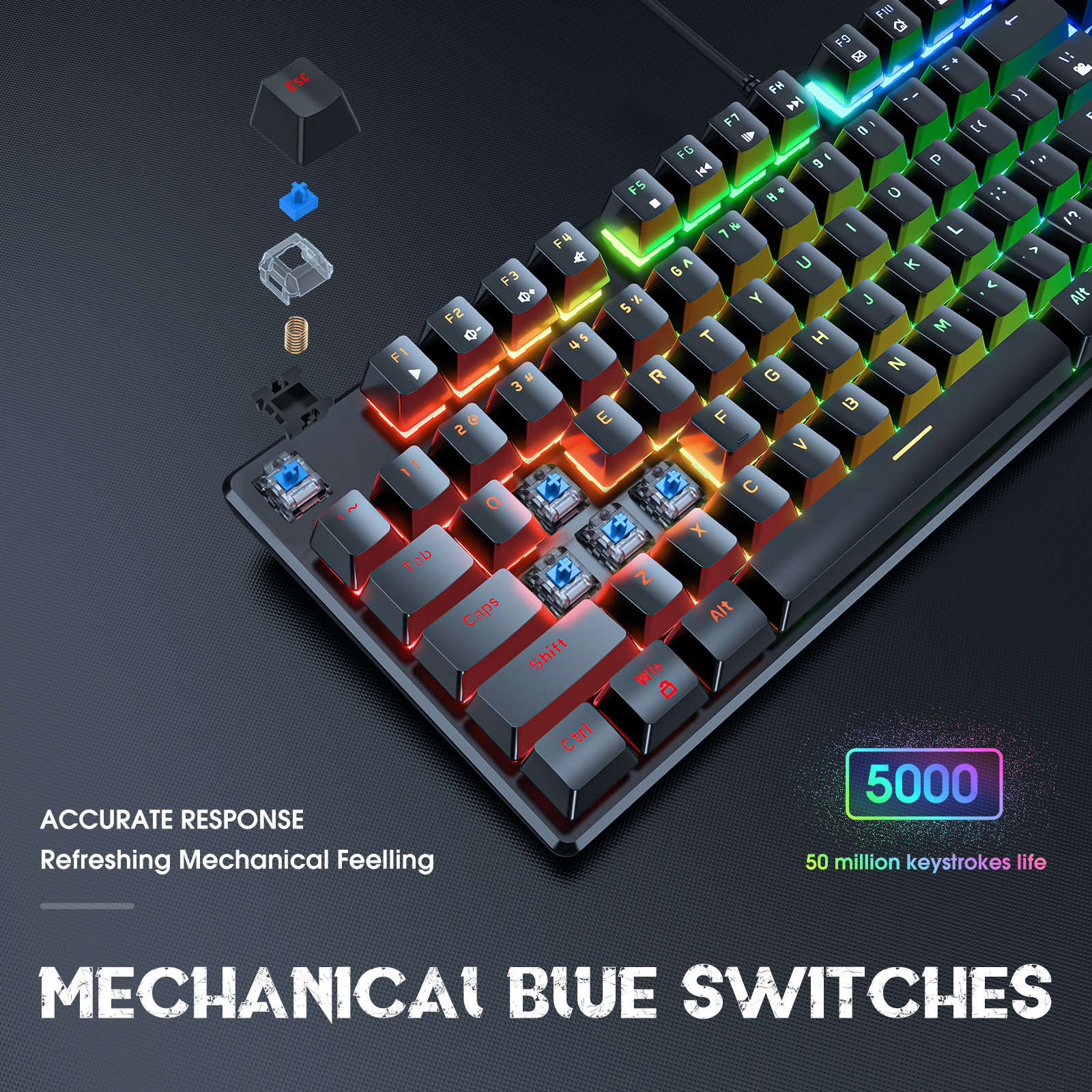 Computer Wired RGB Gaming Keyboard LED for Gamer