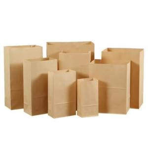 Quality Custom Size Disposable Brown Kraft Paper Bags For Bread, Sandwich Flat Bottom Food Take Out Paper Bag wholesale