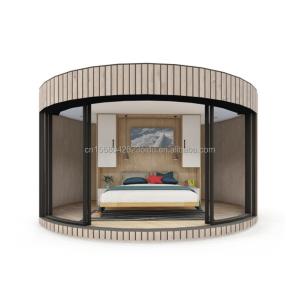 Quality Customized Color Galvanized Steel Square Tubes Main Structure Prefabricated Wooden Round House Garden Hotel Wooden House wholesale