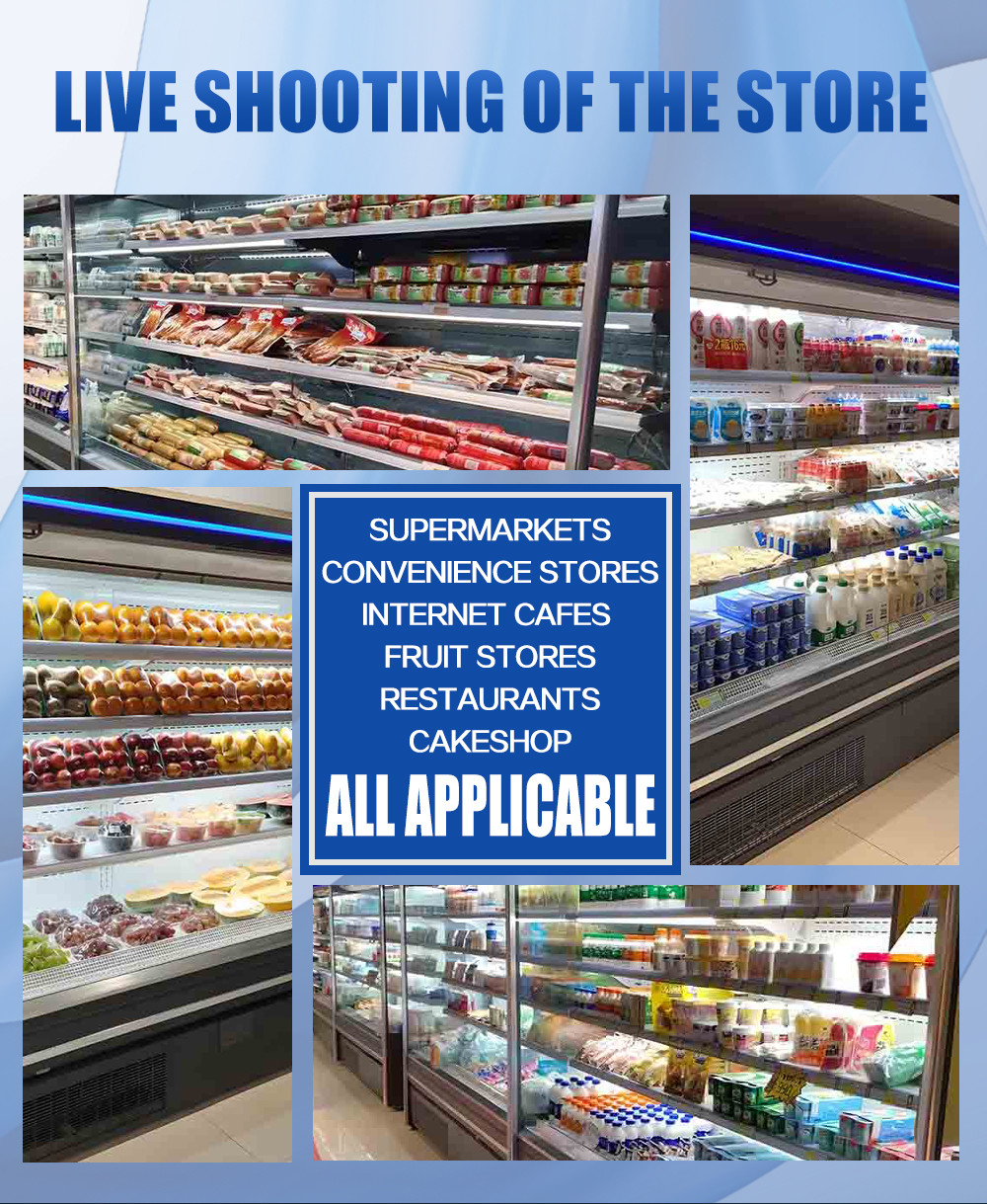 Vegetable Display Case Refrigerator , 4 Layers 1.98m Height LED Open Front Chiller