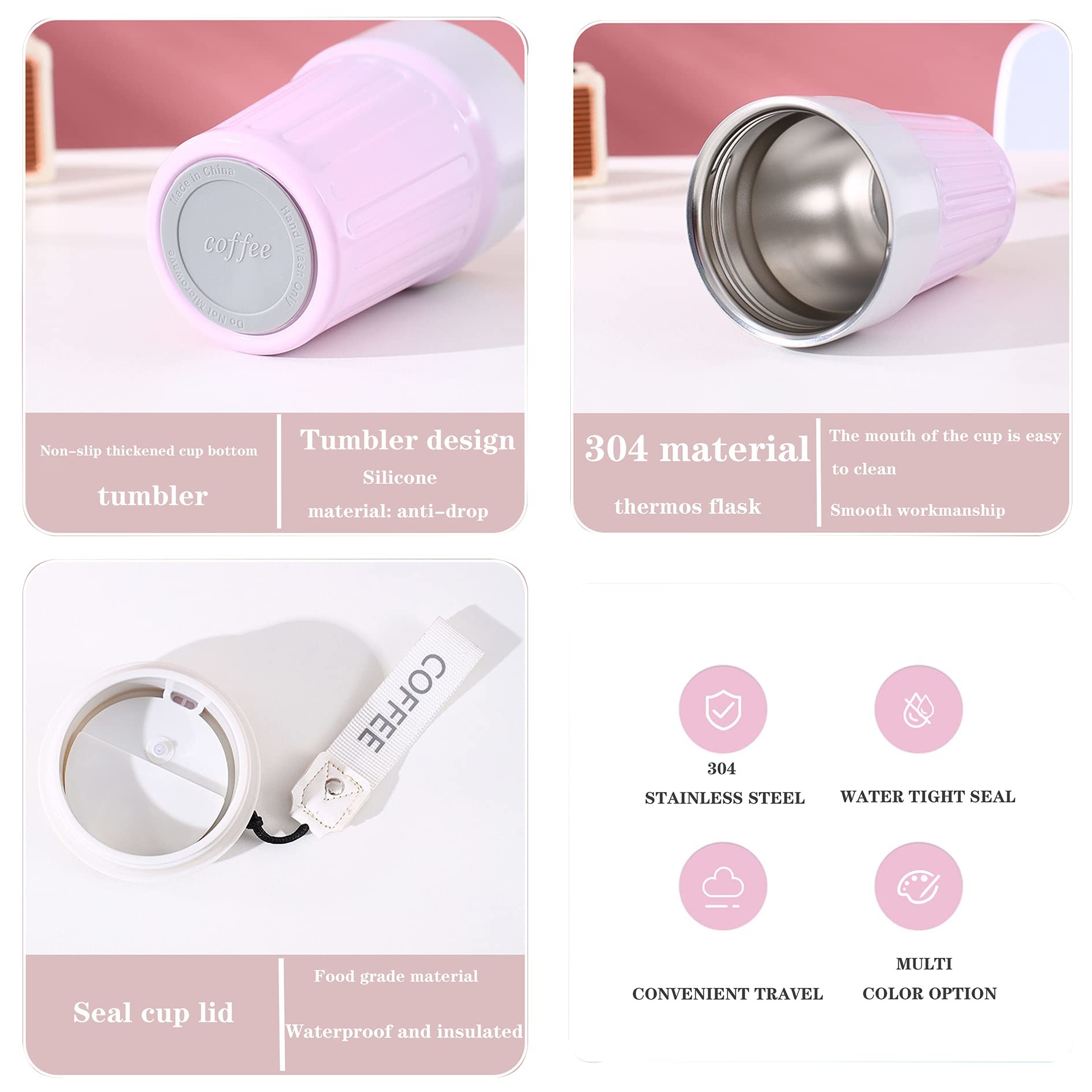 Insulated Coffee Cup With Leakproof Lid Reusable Coffee Cups Travel Cup 13 OZ Coffee Travel Mug,Double Walled Coffee Mug,Stainless Steel Coffee Mug