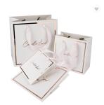 Small Rose Pink CMYK Fancy Gift Paper Bag Packaging Carrier With Ribbon Handles
