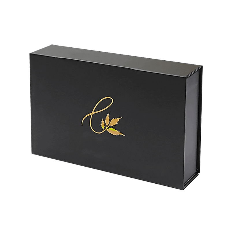 Custom Black Matte Stamped Gold Logo Magnetic Gift Jewelry Paper Box With Foam Insert