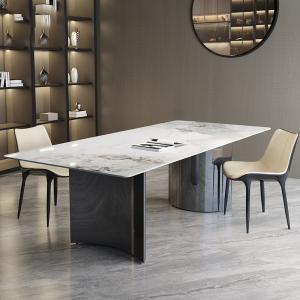Quality Light Luxury Stainless Steel Marble Ballroom Dining Table Set wholesale
