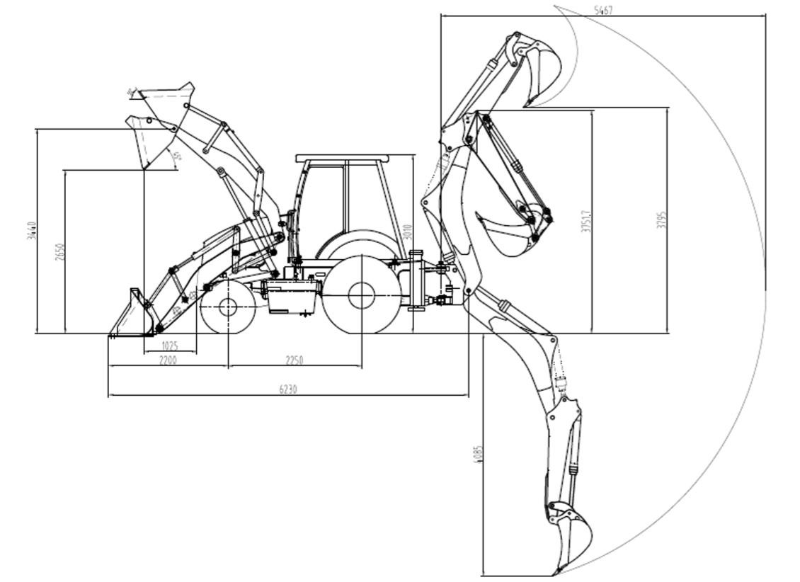 7600kg Backhoe Loader Machine , LGB86 LGMC Loader For road building