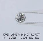 CVD IDEAL Cut Round Diamond Jewelry 1.07 Ct VVS2 F Color Diamond