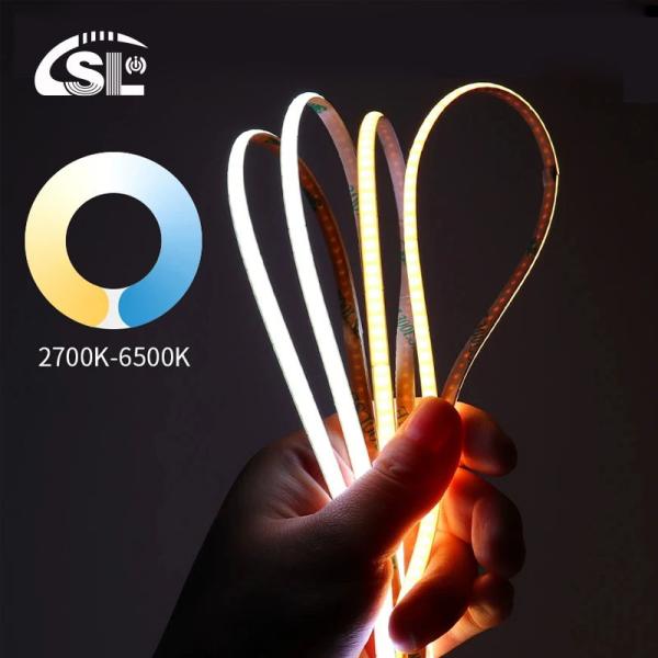 Ultrathin 5mm 10mm 3Wires 2700-6500K Dimmable Bicolor LED COB Strip for Room