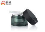 Green Round Plastic Cosmetic Jars 50g PMMA Plastic Makeup Containers Double Wall