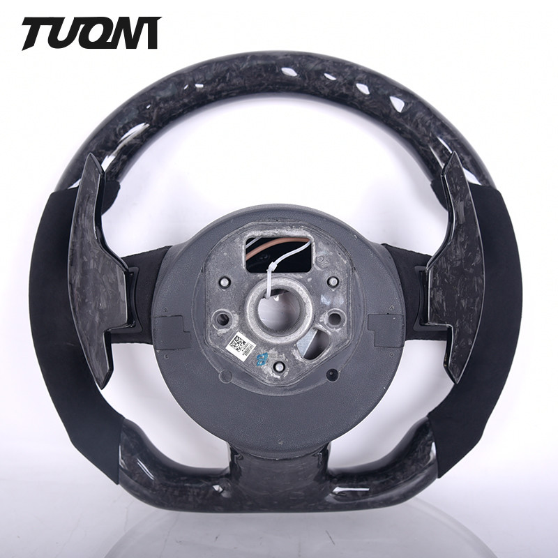 Audi R8 TT High Glossy Forged Carbon Fiber Steering Wheel Luxury Alcantara