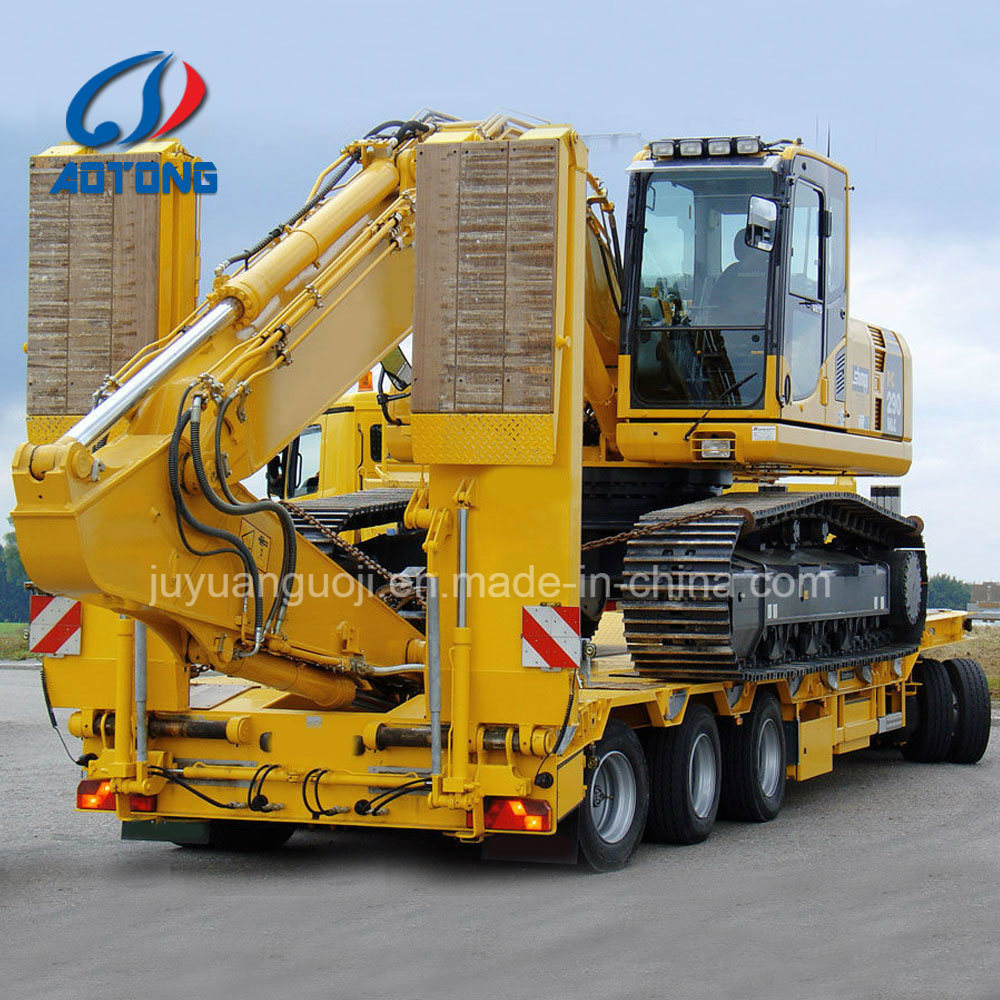 Transport Heavy Equipment Conveniently with Aotong Mechanical Folding Low Bed Trailer
