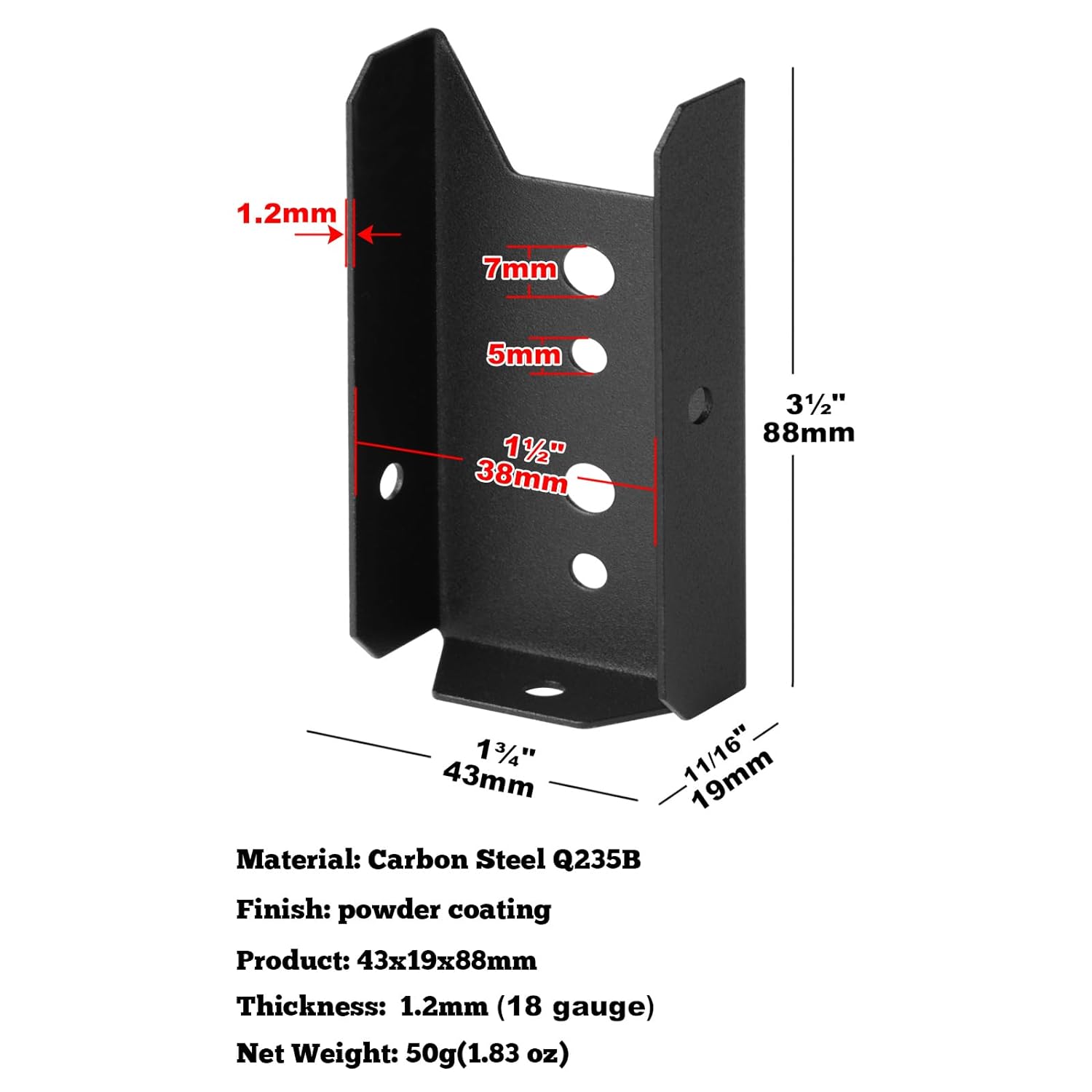ISO9001 Rohs CE 16949 Black Deck Rail Bracket Connectors for Pergola Wood Post Base