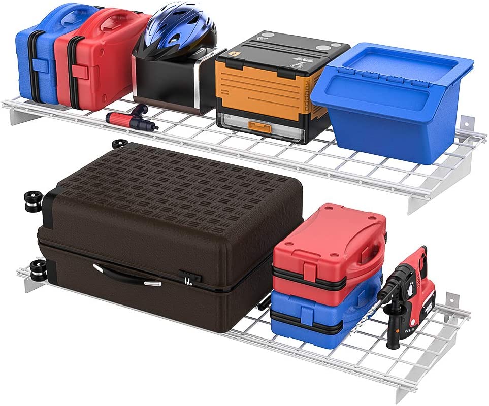 Single Tier Metal Garage Storage Wall Shelving Mounted Heavy Duty Sturdy Wall Shelves Strong Garage Organiser