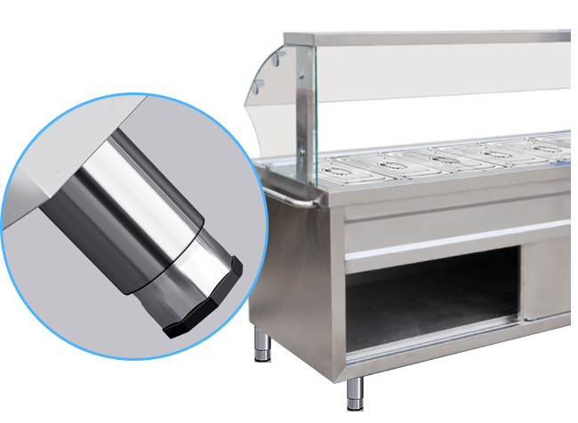 Stainless Steel Bain Marie Cabinet Commercial Working Table With Glass Top Shelf For Hotel