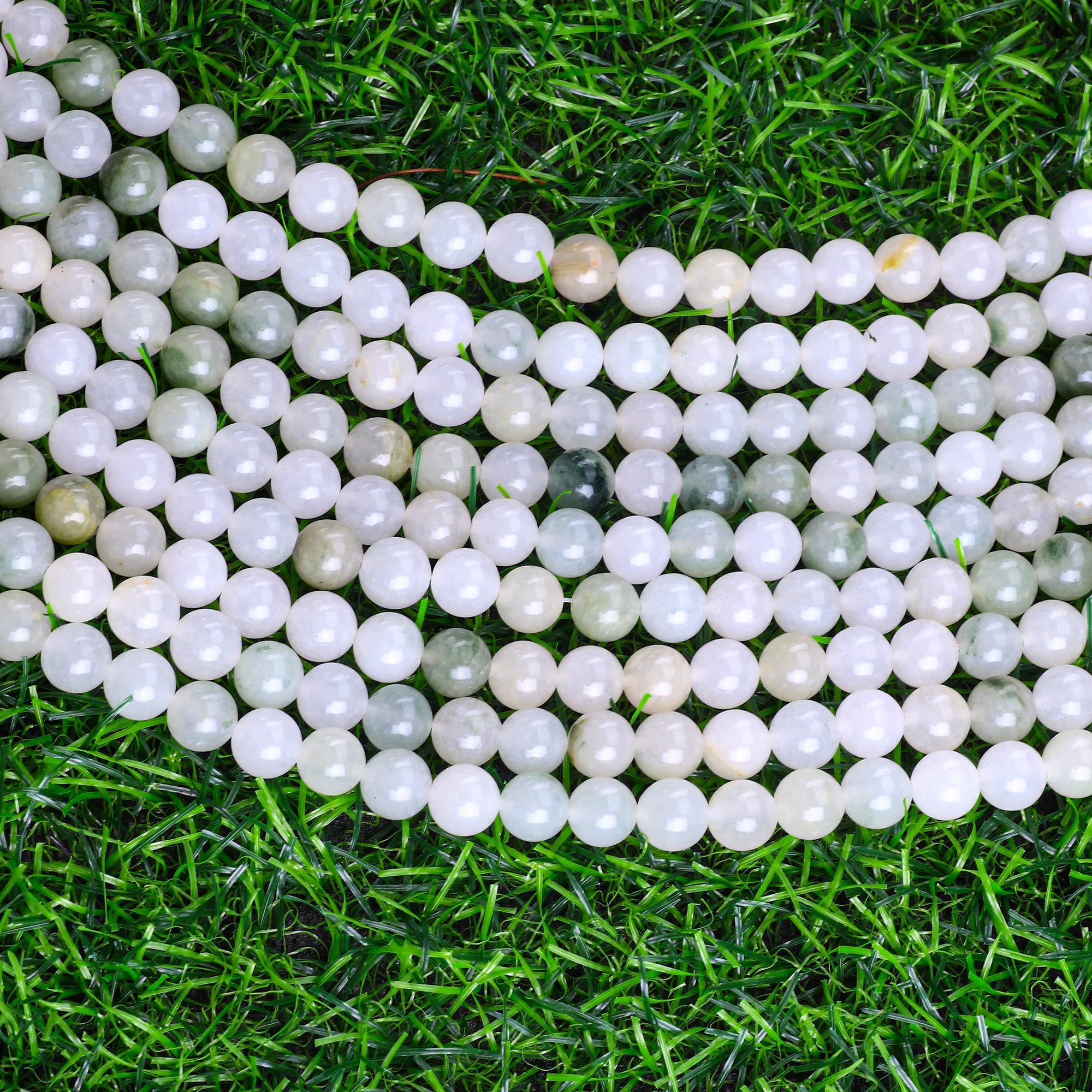 Tian Shan Green Jade Round Bead Natural Crystal Gemstone Different Bead Size Loose Bead Strands for DIY Jewelry Making
