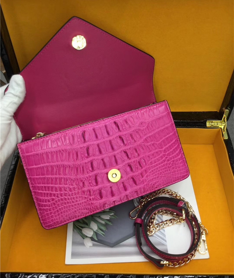 Exotic Alligator Skin Women Small Clutch Bag Genuine Crocodile Leather Female Envelop Purse Lady Cross Shoulder Bag