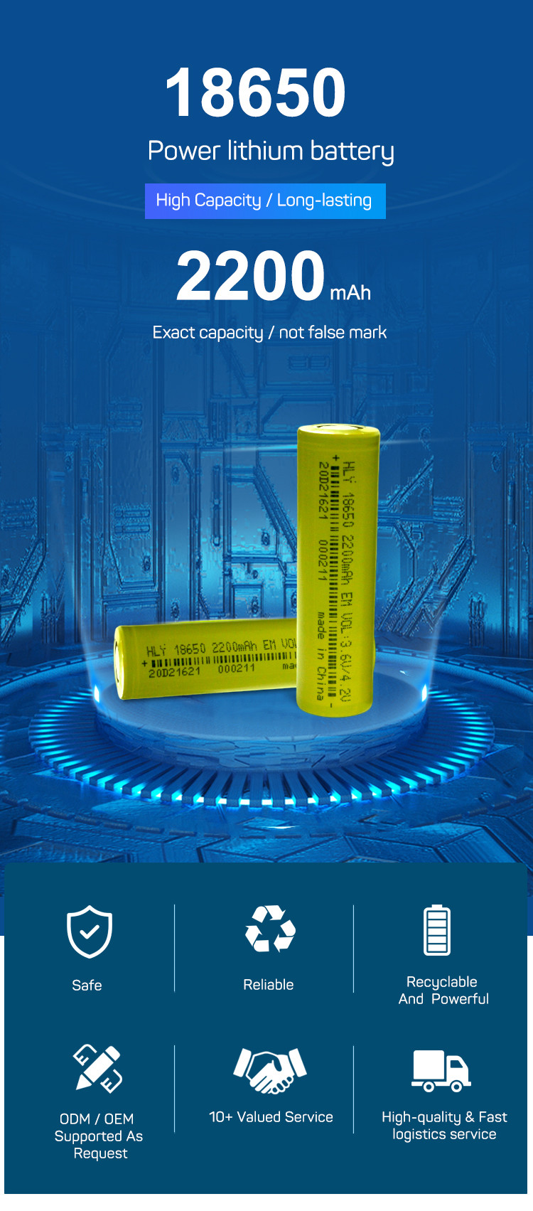 NCM 3.6 v Li Ion Cell 2200mAh Solar Light Batteries Rechargeable Batteries