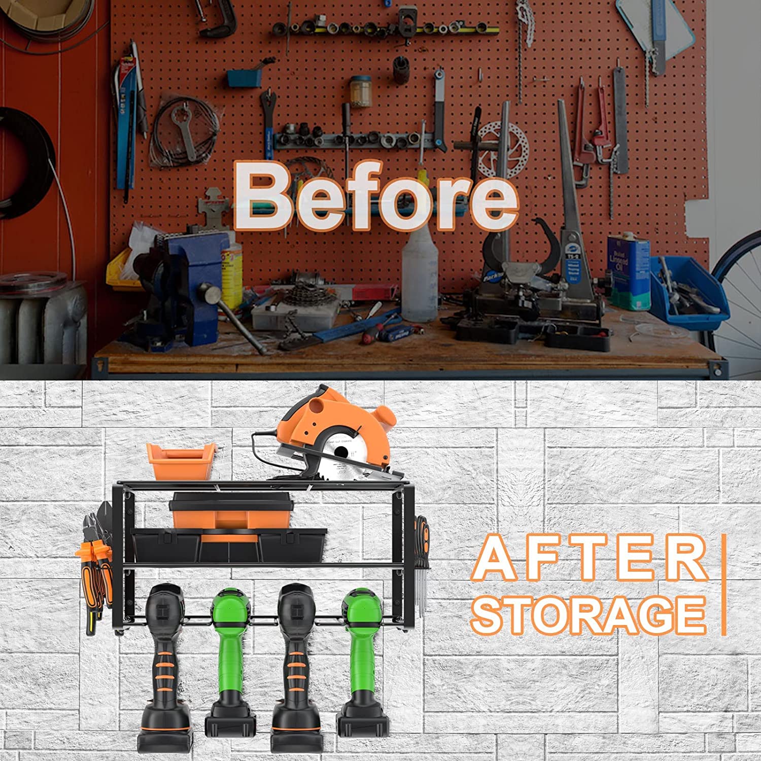 Garage Tool Organizer and Storage Utility Rack for Cordless Drill Hardware Included