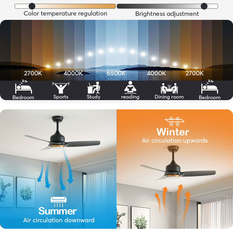 Indoor 42" Suspender Length LED Ceiling Fan with High Airflow and Adjustable Lighting