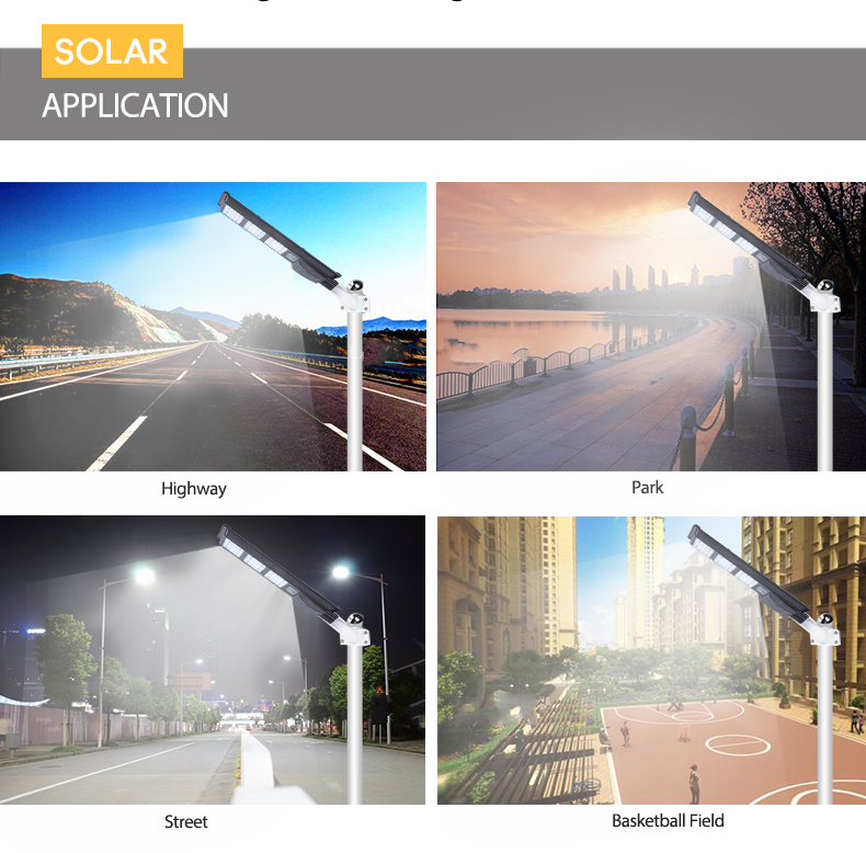 Solar Powered Street Light With 100 Ra Color Rendering Index And Integrated LED Design