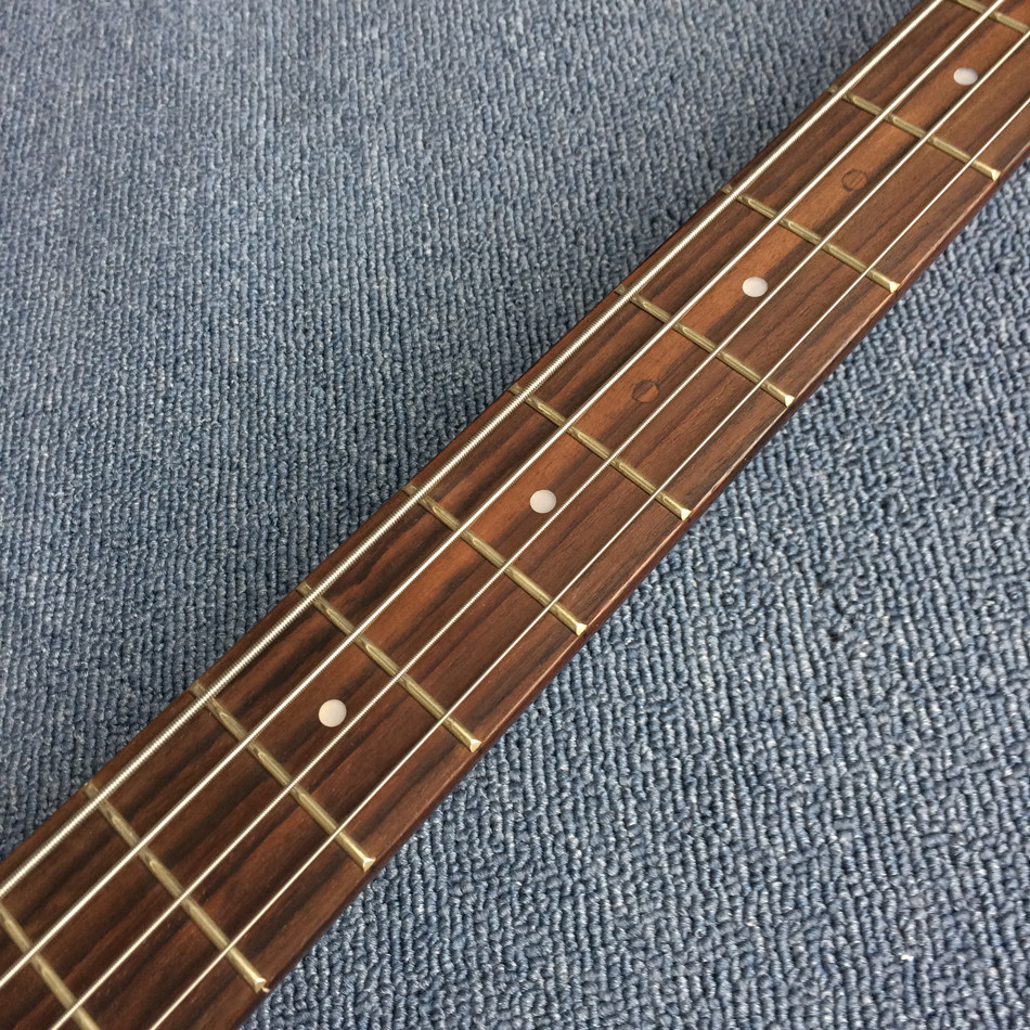 New style high-quality hollow body electric guitar 4 string bass, Double F holes, Wine red body,Free shipping