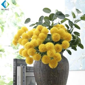 Quality Yellow White Fake Flower Bouquet , Ball Shape Artificial Chrysanthemum Flowers wholesale
