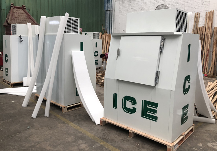 Gas Station Ice Cooler Upright Solid Door Freezer Ice Storage Bin