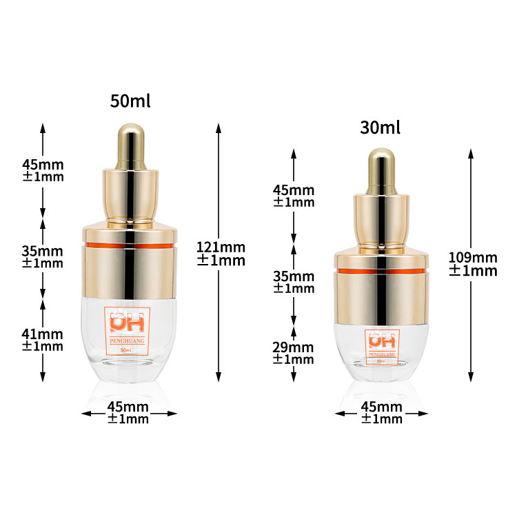 Oval Moisturize Glass Serum Bottle Cosmetic Essential Oil Dropper Bottle 30ml 1oz