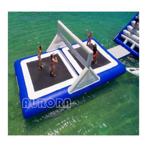 Quality Comercial Super Large Floating Inflatable Trampoline Volleyball Court Blue wholesale