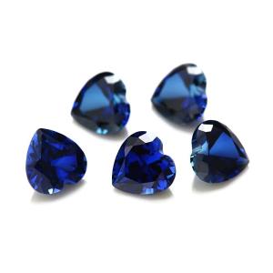 Quality Gems Loose Gemstone Heart Cut 3x3mm To 10x10mm 33# 34# Blue Sapphire Synthetic Stones wholesale