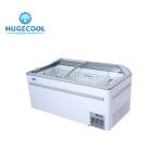 Glass Door Supermarket Island Freezer Unique Evaporator Coil Design