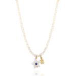 Star Pendant Gemstone Beaded Necklaces Pearl For Engagement Wedding