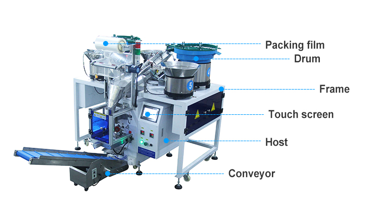 Automatic counting small plastic parts hardware nut bolt screw washer packing machine