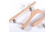 Natural Lotus Wood Clothing Store Hangers With Clips For Displaying Pants