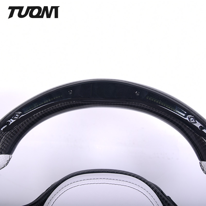 G20 G30 G28 Bmw Carbon Fiber Steering Wheel White Perforated Leather LED