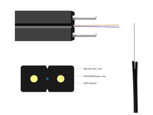 Quality 9/125 FTTH Optical Fiber Cable PVC 2 Core Fiber Optic Cable 3.0MM wholesale