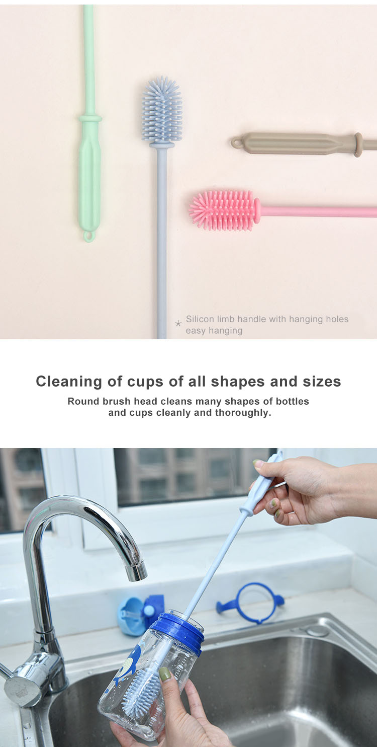 OEM Flexible Collapsible Silicone Bottle Cleaning Brush