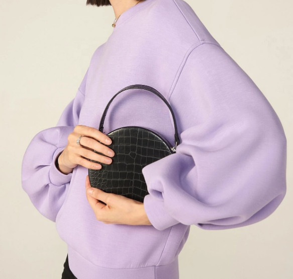 Woman Cotton Mix Cutout 260gsm Oversized Graphic Sweatshirt Casual Stand Collar Pullovers Long Sleeve