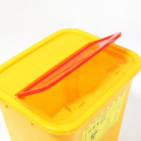 Yellow Swing Lid Needle Disposal Medical Sharps Box High capacity plastic square