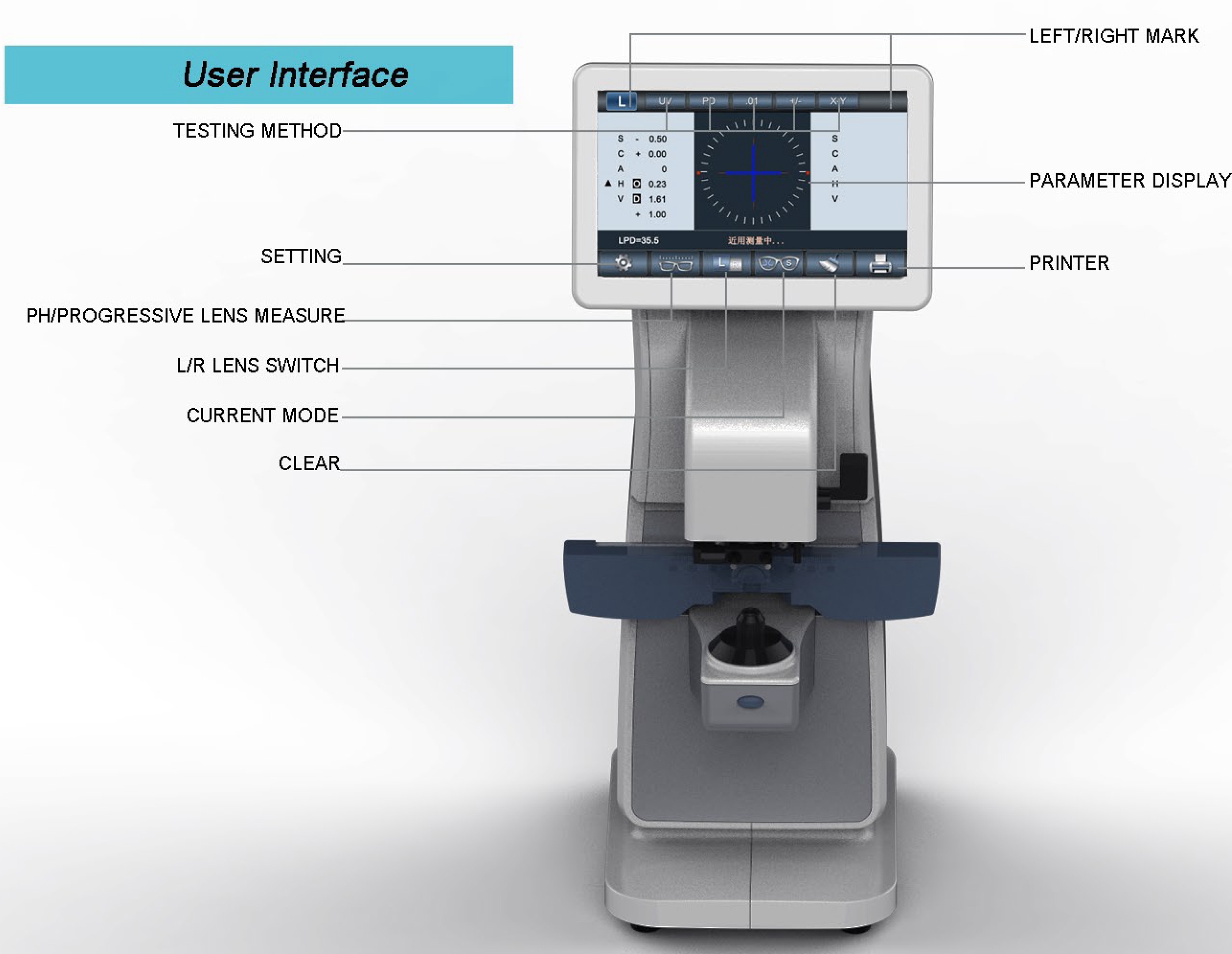 Ophthalmic Equipment Auto Lensometer optical vertometer digital lensmeter Auto Lens meter with PD and Printer